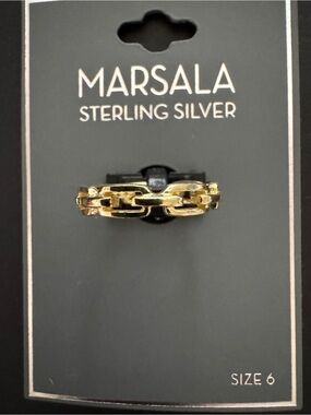 Marsala Gold Chain-Link Sterling Silver Ring - Size 6